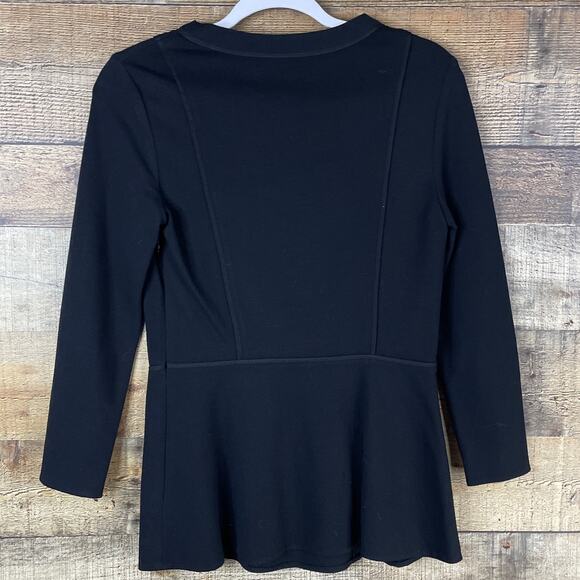 3.1 Phillip Lim Black Ponte Knit Peplum Long Sleeve Top Size 8 - Picture 7 of 10